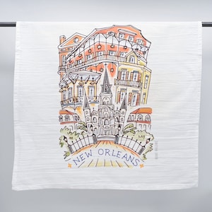 New Orleans Tea Towel: New Orleans Art, Kitchen Towel, French Quarter, Dish Towel, Home Malone, St. Louis Cathedral, Made In Louisiana