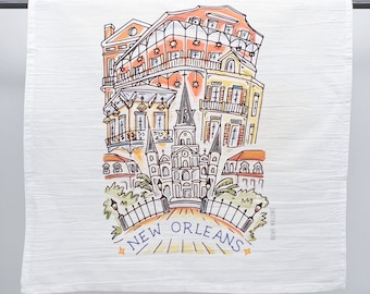 New Orleans Tea Towel: New Orleans Art, Kitchen Towel, French Quarter, Dish Towel, Home Malone, St. Louis Cathedral, Made In Louisiana