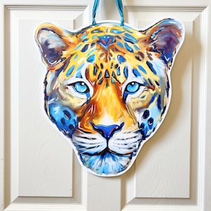 Southern Jaguars Door Hanger: Home Malone, New Orleans Art, Kristin Malone, Baton Rouge, big cat, Southern University, Louisiana Football
