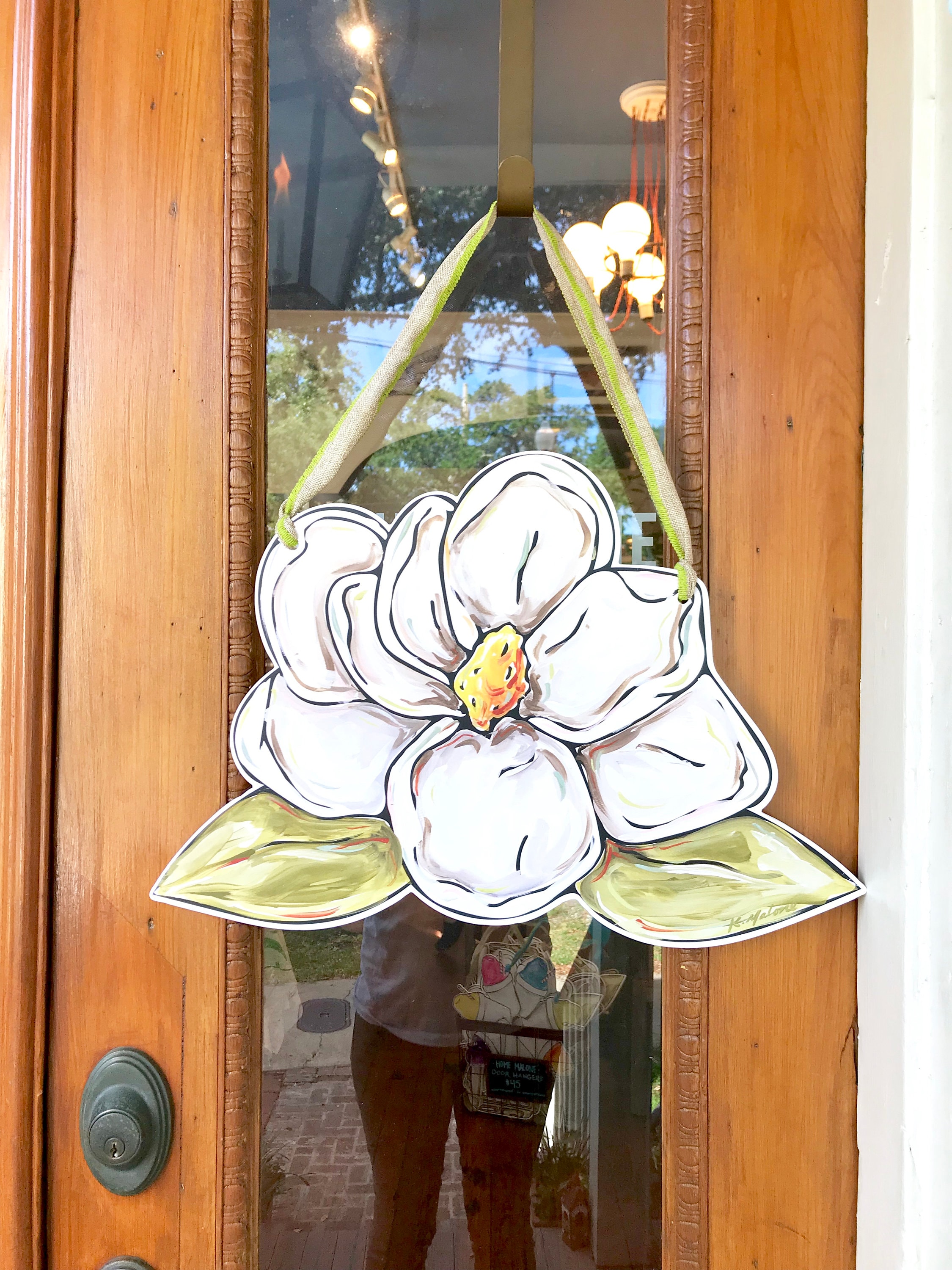 Magnolia Door Hanger New Orleans Door Hanger Southern Art Etsy