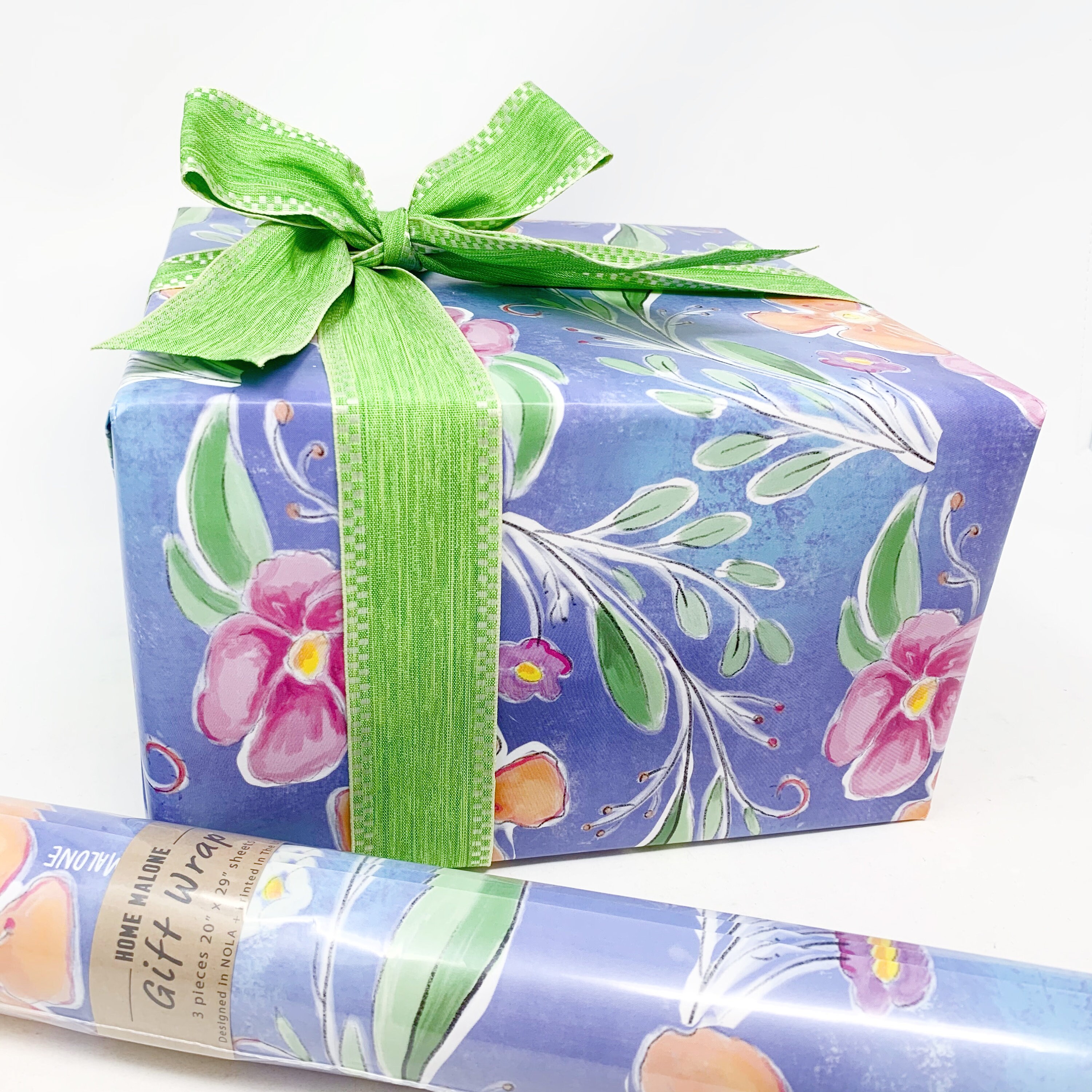 Blue Flower Meadow Recyclable Wrapping Paper Set BLUE Eco Friendly Gift  Wrap & Tags 