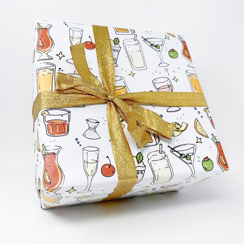 Get in the Spirit Gift Wrap Cocktail Wrapping Paper Stock Etsy