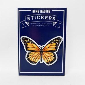 Monarch Butterfly Sticker - Home Malone, Waterproof Vinyl Decal, Bumper Sticker, Wholesale, Made In USA, Gardener, Mexico, Milkweed, Pretty