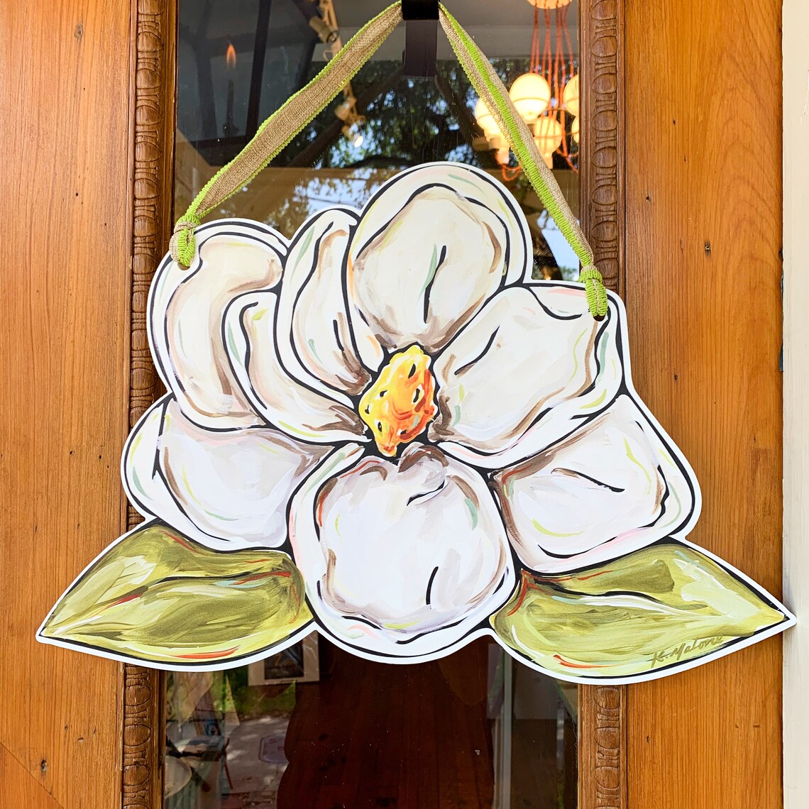 Magnolia Door Hanger New Orleans Door Hanger Southern Art Etsy