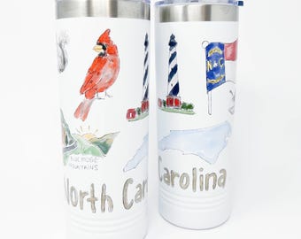 Kubek termiczny North Carolina Icons Skinny Tumbler 22oz – Home Malone, Nowy Orlean, Napój na wynos, Butelka na wodę, Kubek na kawę, Kubek termiczny, Kubek termiczny Tar Heel