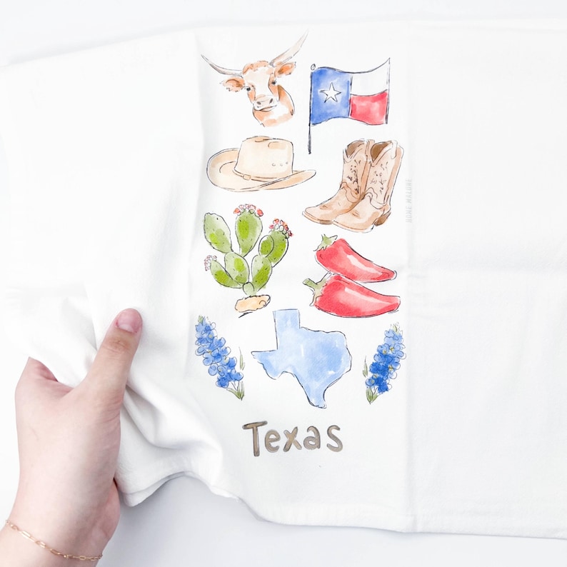 Home Malone Texas Icons Tea Towel - Thumbnail 3