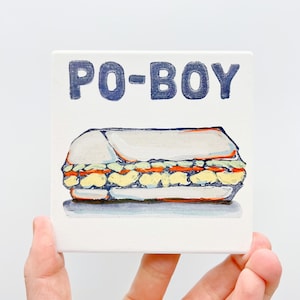 Po-Boy Stone Coaster, Home Malone New Orleans, Soaker Stone, NOLA Art, Home Bar, Coffee Table, Louisiana Decor, Home Art, Snowball
