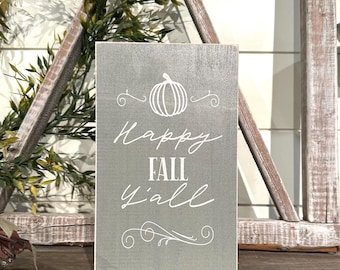 Happy Fall Y’all Rustic Wooden Sign | Farmhouse Autumn Décor | Seasonal Poplar Wood Accent