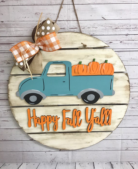 Happy fall door decor