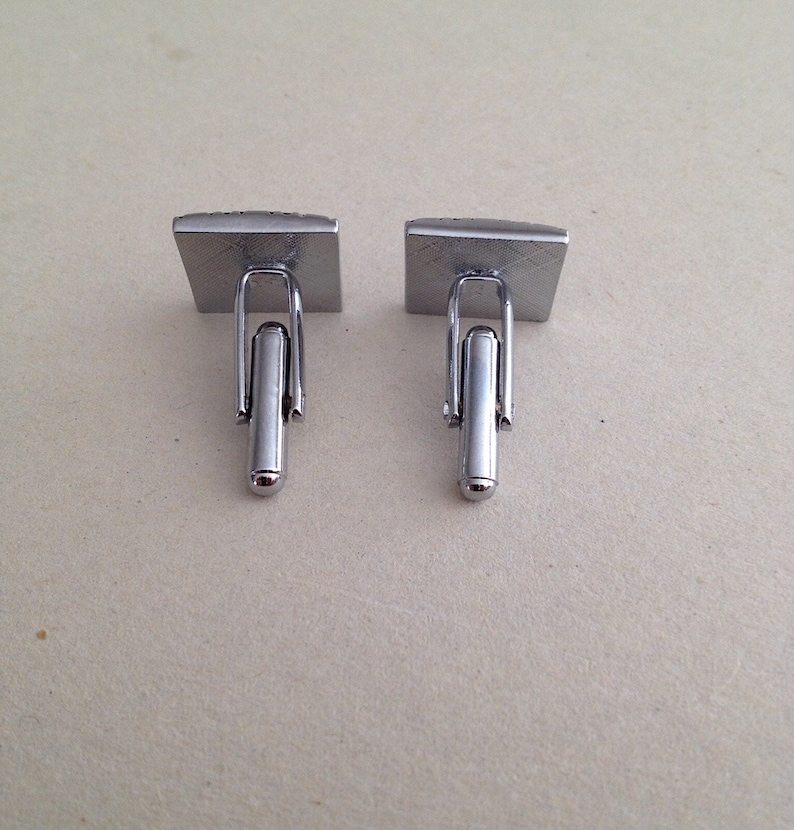 Squares Vintage Silvertone Cufflinks Mid Century Modern A Pair Measuring 58 X 58 With Black Diamond Grid And Dot Design From 1970s