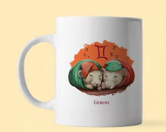 Zodiac Rat mug and coaster set - Gemini