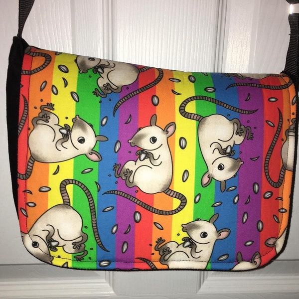 Messenger Bags in Rainbow Siamese Rat fabric