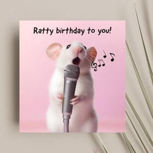 Tarjeta de cumpleaños con temática de rata