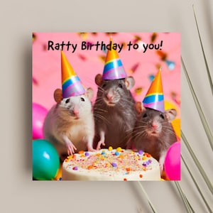 Tarjeta de cumpleaños con temática de rata