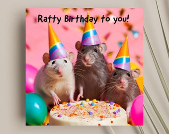Rat themed birthday card