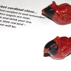 Pocket Cardinal Sympathy Gift Pottery: Handmade (1" x 2") image 1