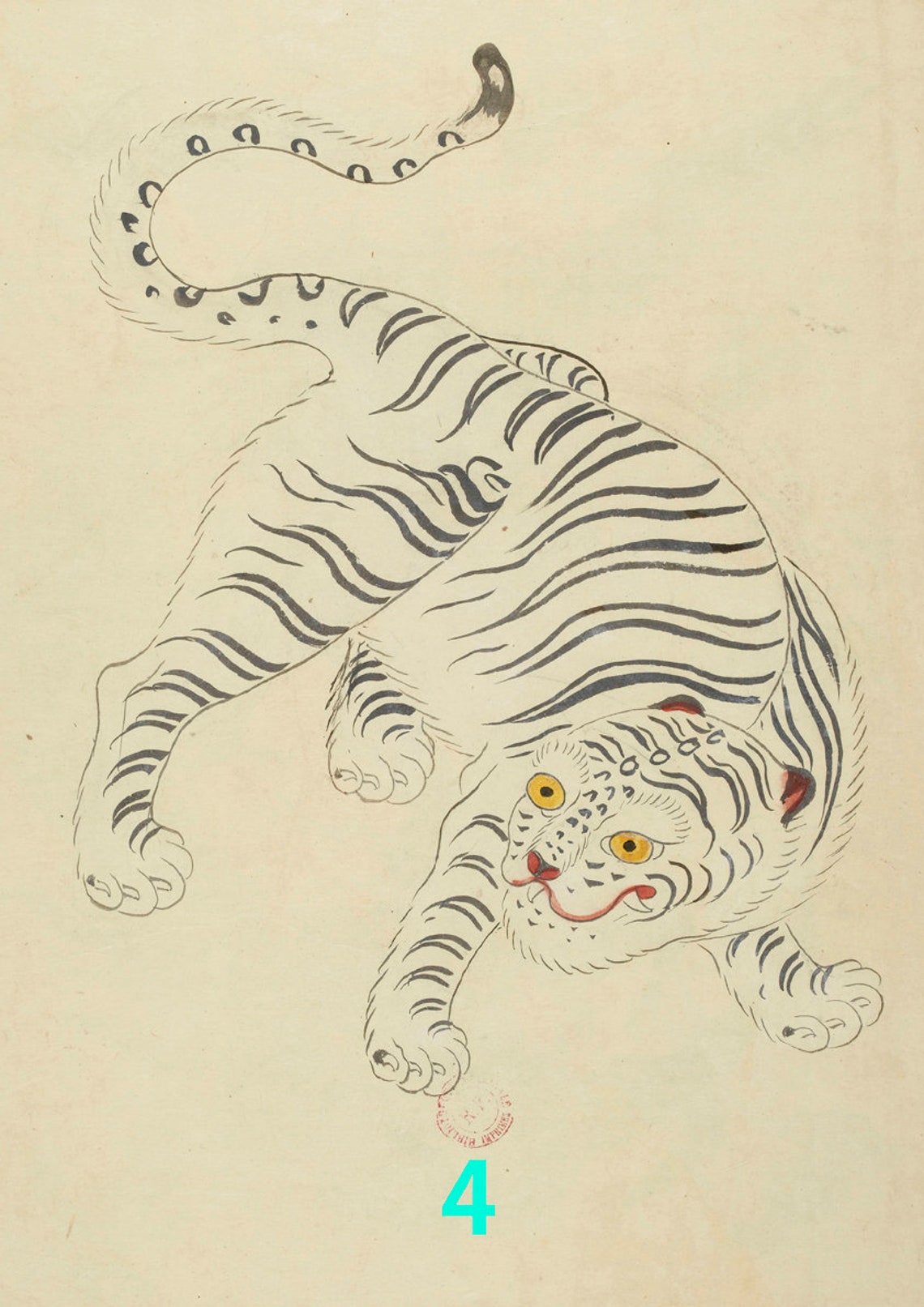 White Tiger Korean Art of Joseon Dynasty Etsy