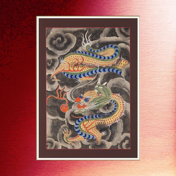 韓国美術 民画「雲中の青龍」 - Etsy 日本