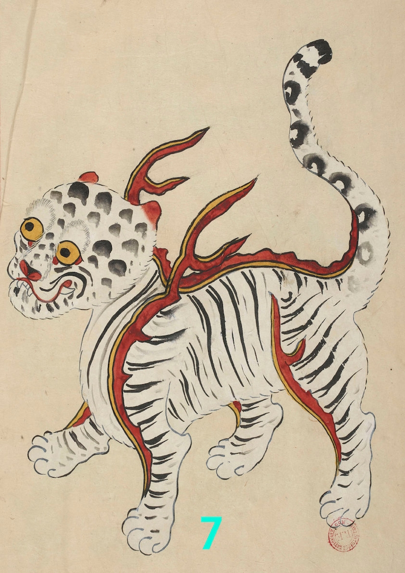 White Tiger Korean Art of Joseon Dynasty Etsy