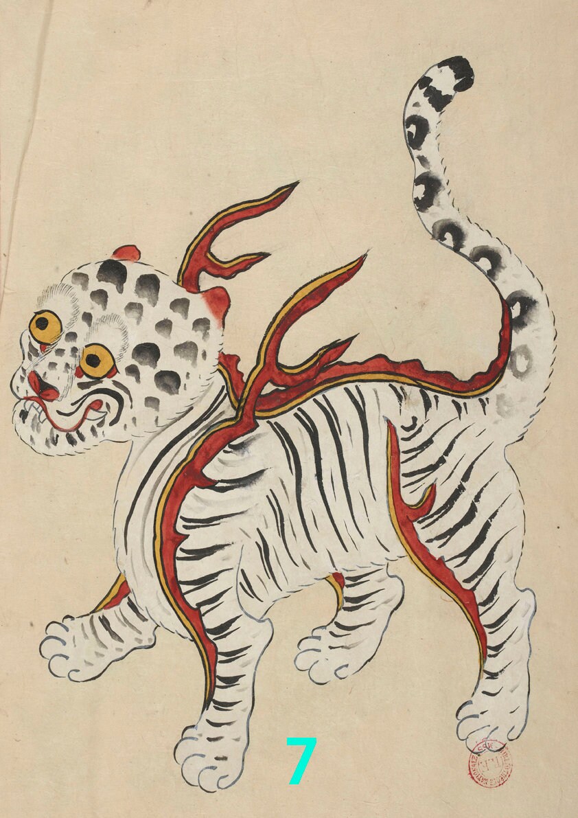 White Tiger Korean Art of Joseon Dynasty Etsy