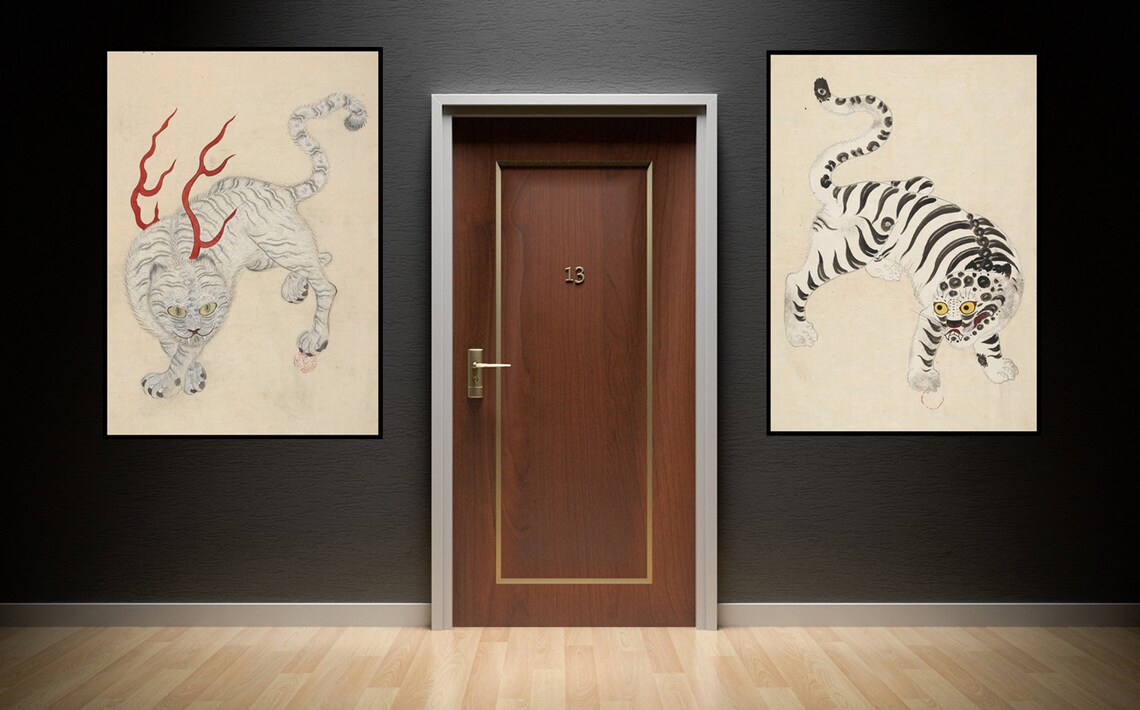 White Tiger Korean Art of Joseon Dynasty Etsy