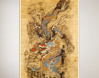 Dragon in The Clouds Giclee Prints from Original Antique Artworks