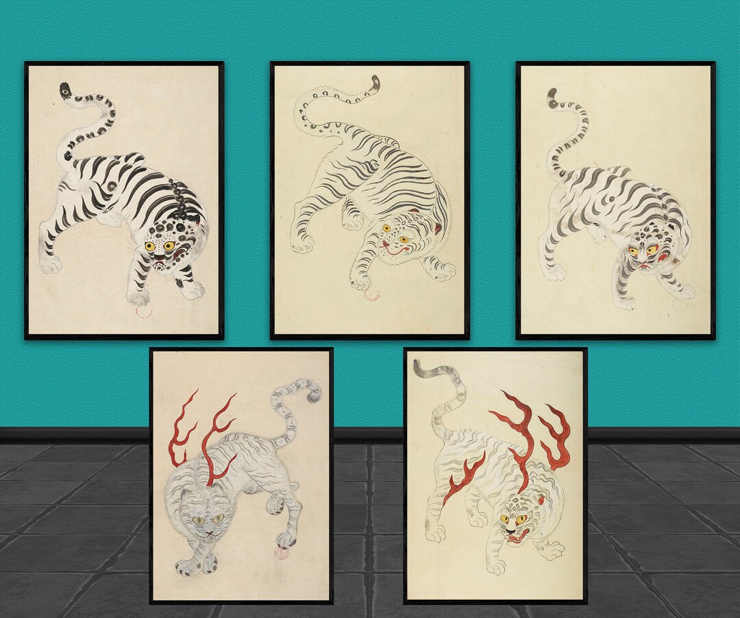 White Tiger Korean Art of Joseon Dynasty Etsy