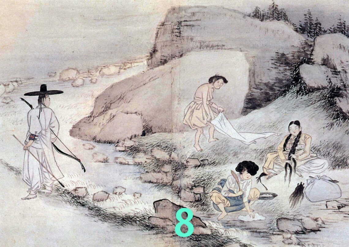 Korean Antique Art Painting by Shin Yun Bok Etsy