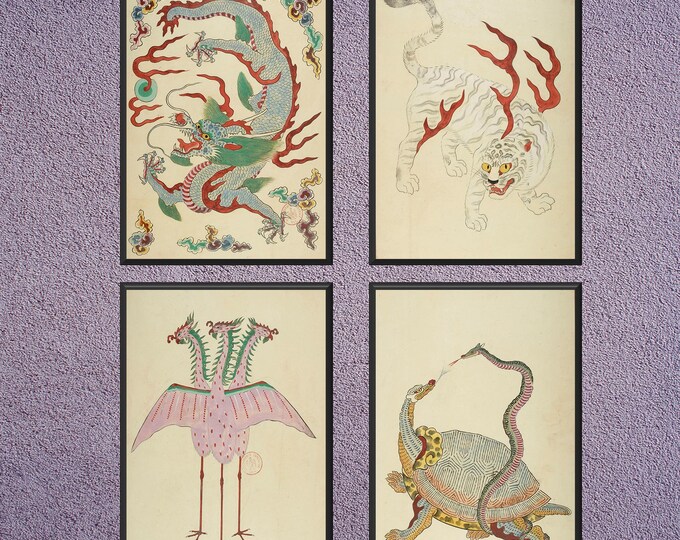 Minhwa Ten Longevity Symbols Giclee Prints From Original Antique ...