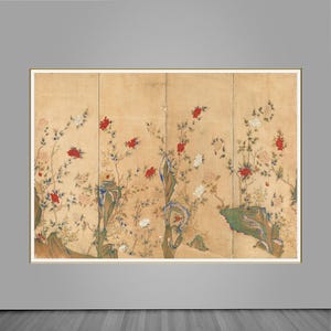 Korean Antique Art Peony Flower of Joseon Korea