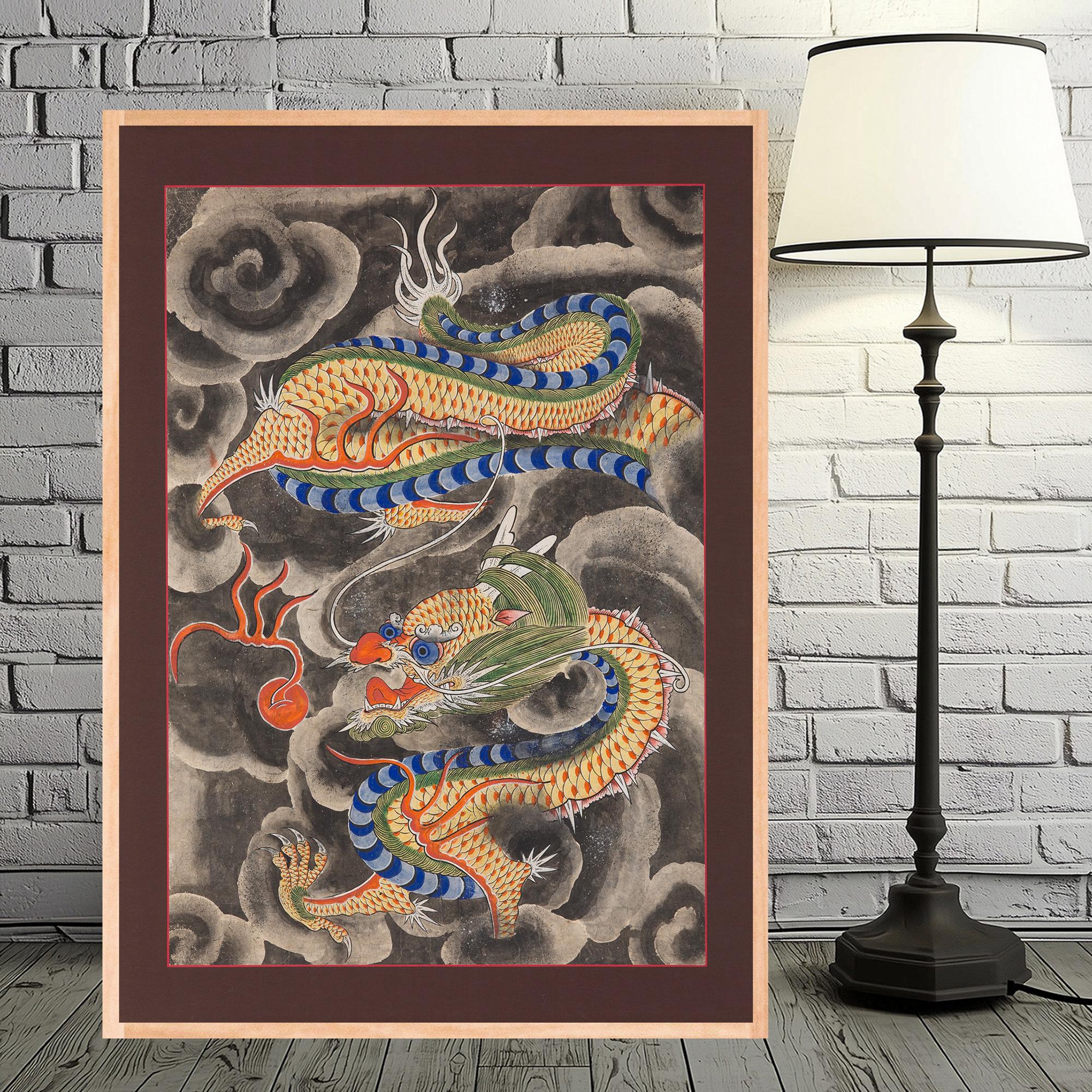韓国美術 民画「雲中の青龍」 - Etsy 日本