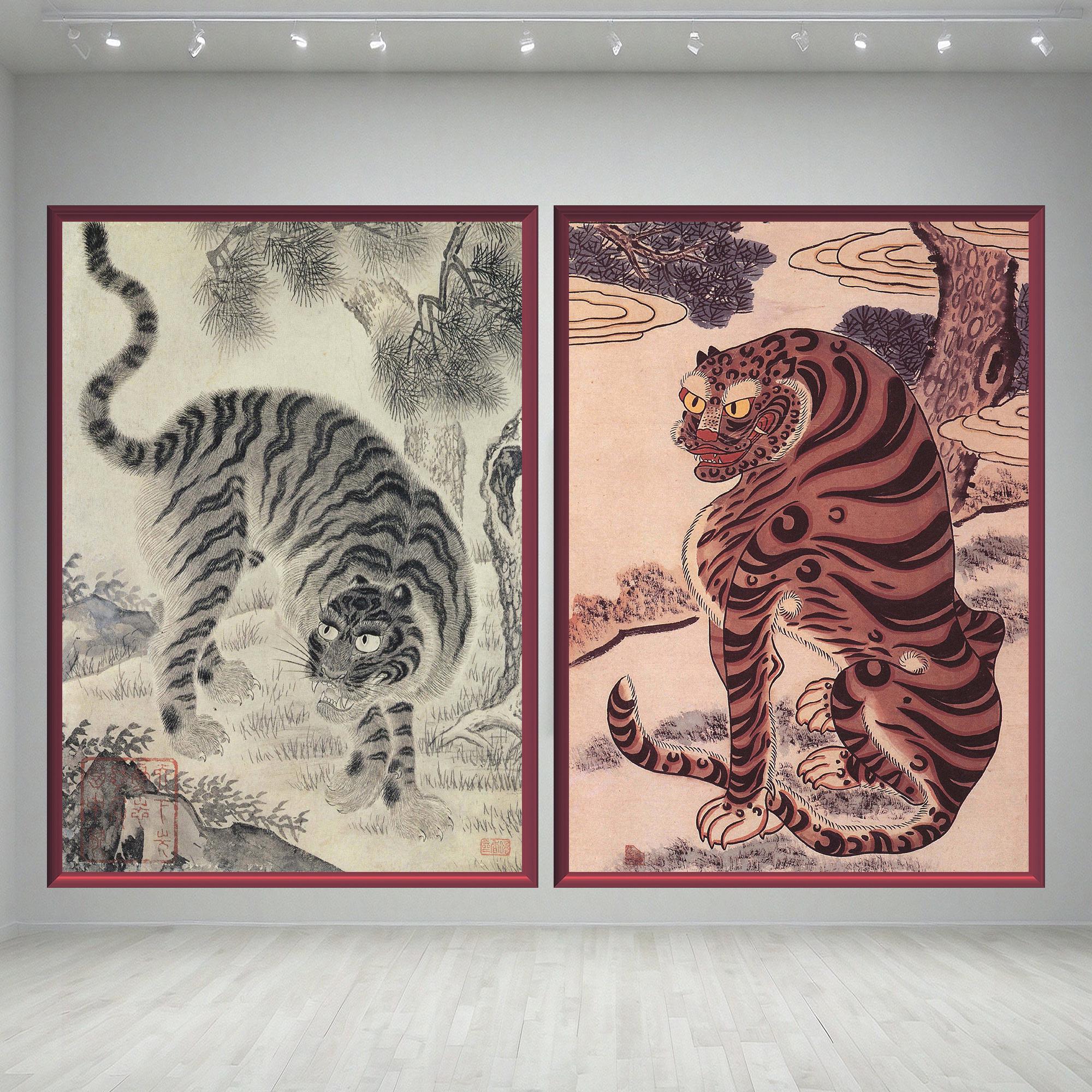 アンティーク　美術品　絵画　韓国 韓国の虎民画 朝鮮時代のアンティーク美術 - Etsy 日本