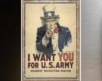 Uncle Sam 'I Want You' Sign: Vintage US Army Metal Sign - Etsy 日本
