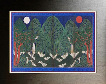 Sun Moon & Five Peaks - Irworobongdo - King&#39;s Background Painting  of Joseon Korea