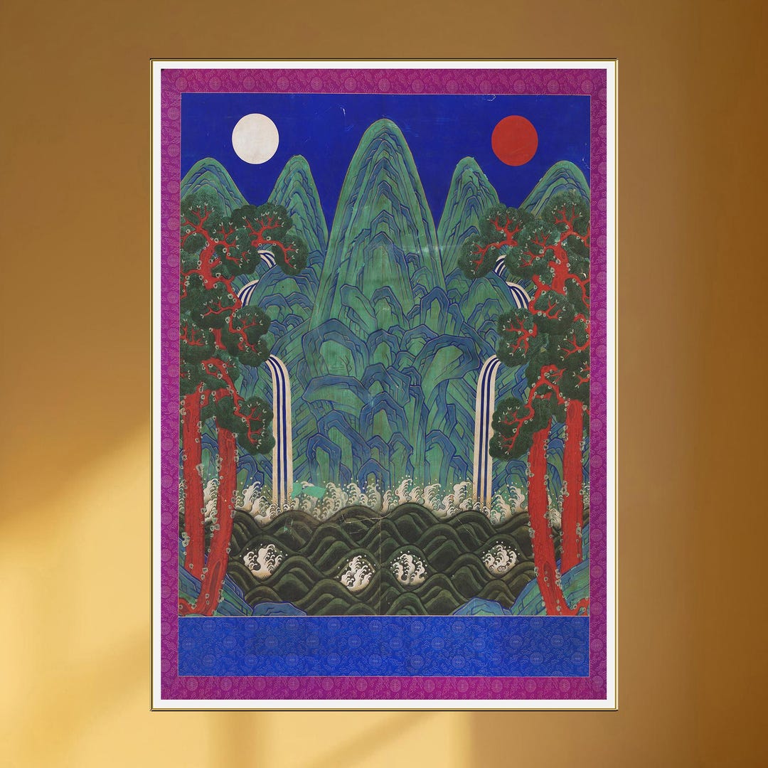 アートポスターダイアン・ロマネロ＜EVENING　SUN＞ Sun Moon & Five Peaks (irworobongdo) King's Background Painting of