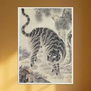 Korean Tiger Minhwa Antique Joseon Art