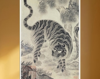 Korean Tiger Minhwa Antique Joseon Art