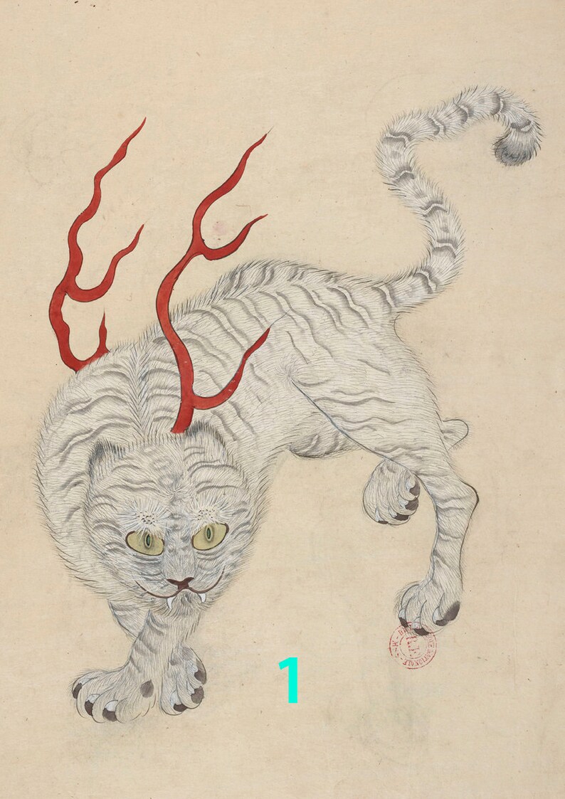 White Tiger Korean Art of Joseon Dynasty Etsy Canada