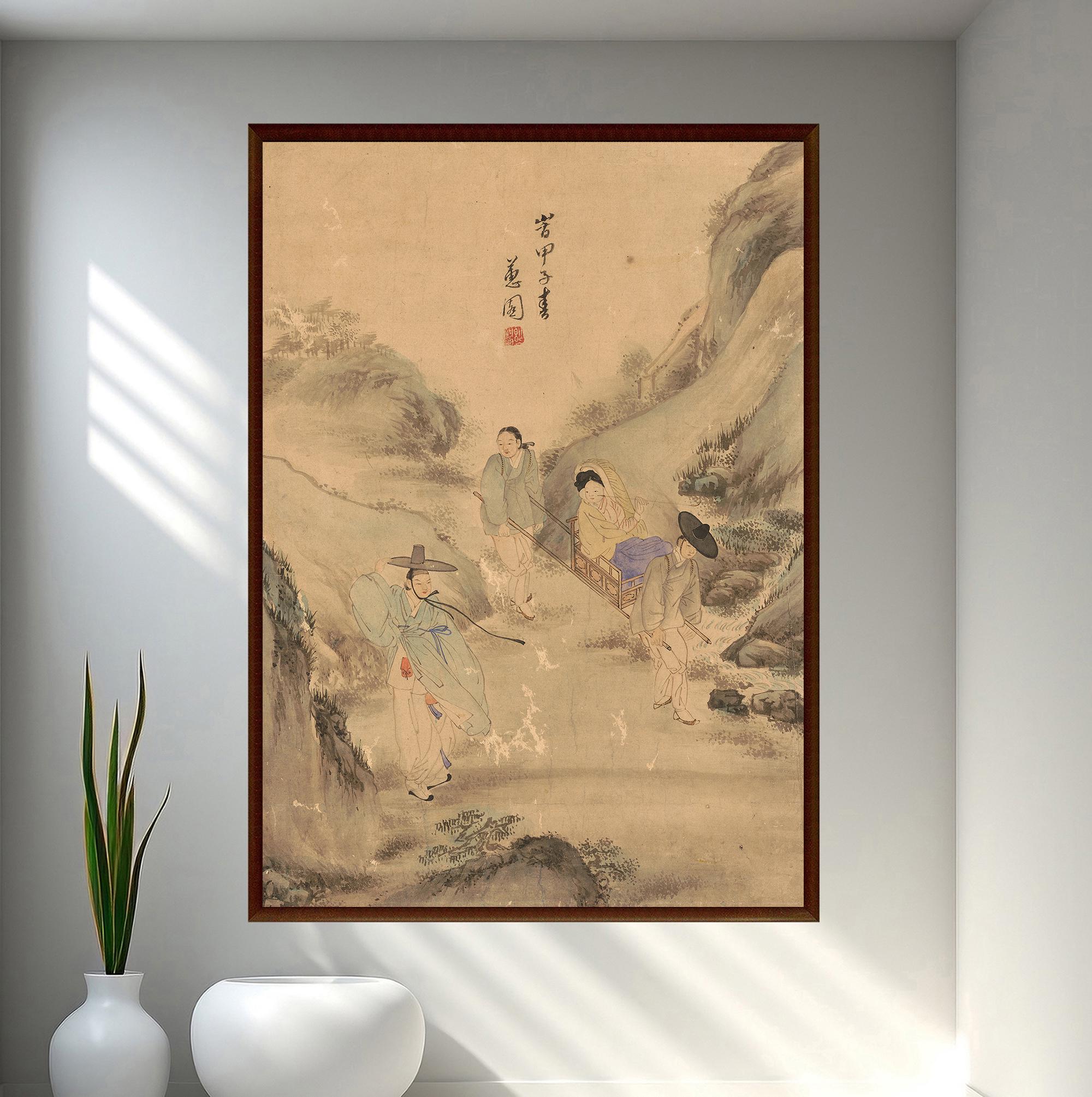 アンティーク　美術品　絵画　韓国 韓国の骨董品から生まれたシン・ユンボクの民芸品 - Etsy 日本