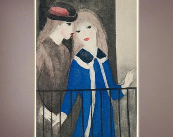 ローランサン　アンタレス:若い女と息子 若い女とその息子｢ｱﾝﾀﾚｽ｣より | マリー・ローランサン 買取・作品