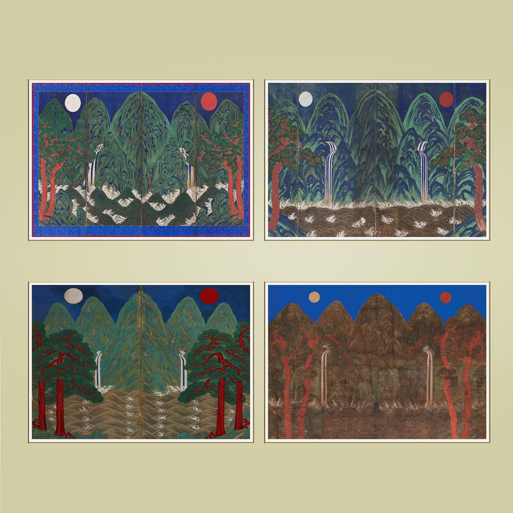 日月五峰図 - 日月五峰図 - 朝鮮王朝時代の背景画 - Etsy 日本