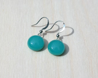 Turquoise long earrings, blue dangle earrings, aqua blue glass long earrings, long earrings, drop earrings