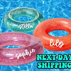 Personalized Pool Float, Bachelorette Party Favor Beach, Birthday Party Gift, Cabo Bachelorette, Custom Glitter Inflatable Inner Tube, Lake