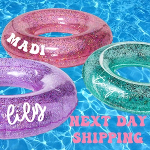 Personalized Pool Float, Bachelorette Party Favor Beach, Birthday Party Gift, Cabo Bachelorette, Custom Glitter Inflatable Inner Tube, Lake