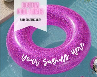 Personalized Pool Float, Bachelorette Party Favor Beach, Birthday Party Gift, Cabo Bachelorette, Custom Glitter Inflatable Inner Tube, Lake