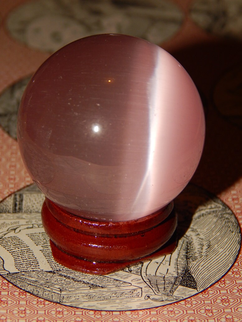 PINK CATS EYE Sphere Synthetic Pink Cat's Eye Orb 40mm Etsy