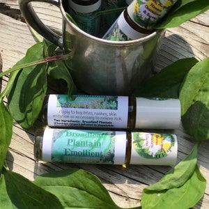 Puede incluir: Primer plano de una taza de plata llena de varias botellas pequeñas de vidrio que contienen un remedio herbal natural. Las botellas están etiquetadas con el texto "Earth Swan" y "Broadleaf Plantain Emollient".