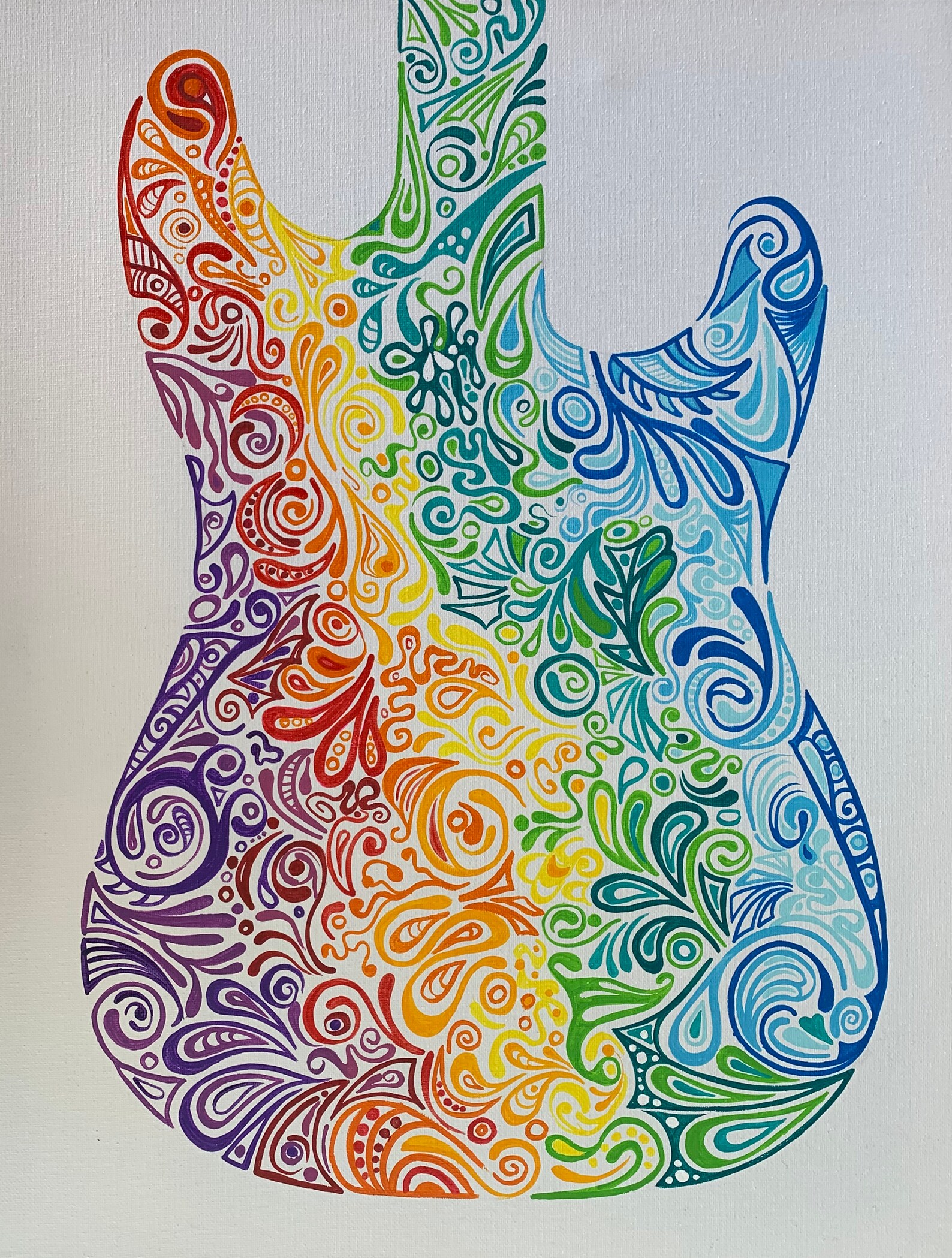 Colorful Hand Painted Guitar Etsy