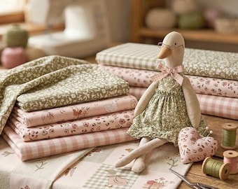 Patchwork Fabric Pack, Fat Quarters Bundle or 50 cm Cut, 100% Organic Cotton