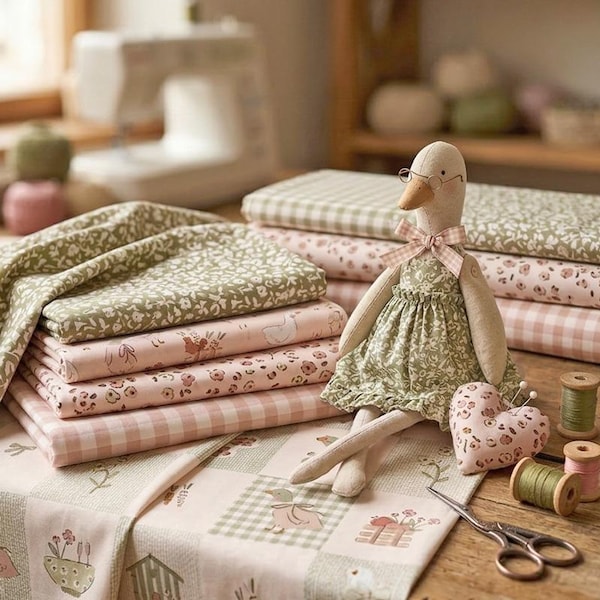Patchwork Fabric Pack, Fat Quarters Bundle or 50 cm Cut, 100% Organic Cotton